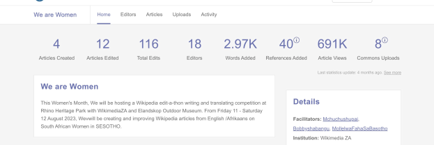 Google-Suchergebnisseite für die Abfrage "we are women", die Text, Zahlen und eine Suchleiste anzeigt.