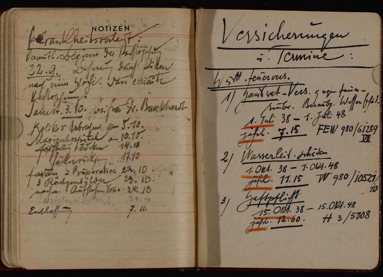 Offenes Buch mit handschriftlichen Einträgen aus einem deutschen Militärtagebuch aus dem frühen 20. Jahrhundert, das Text- und numerische Daten enthält.