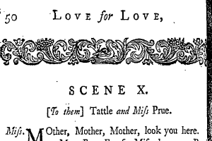 Eine Schwarz-Weiß-Zeichnung eines Gedichts namens "Liebe für Liebe" in Schrifttyp, umgeben von einem dekorativen Rahmen.