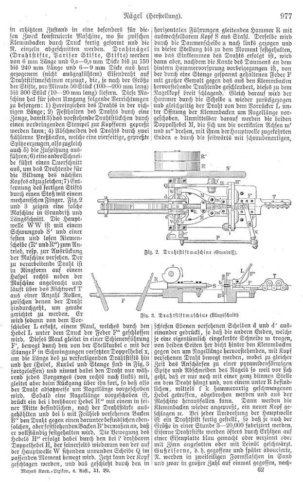 Eine Seite aus einem Buch, die ein deutsches Patent (977,977) zeigt, mit einer zentralen Zeichnung einer Maschine und mehreren kleineren Abbildungen der gleichen Maschine.