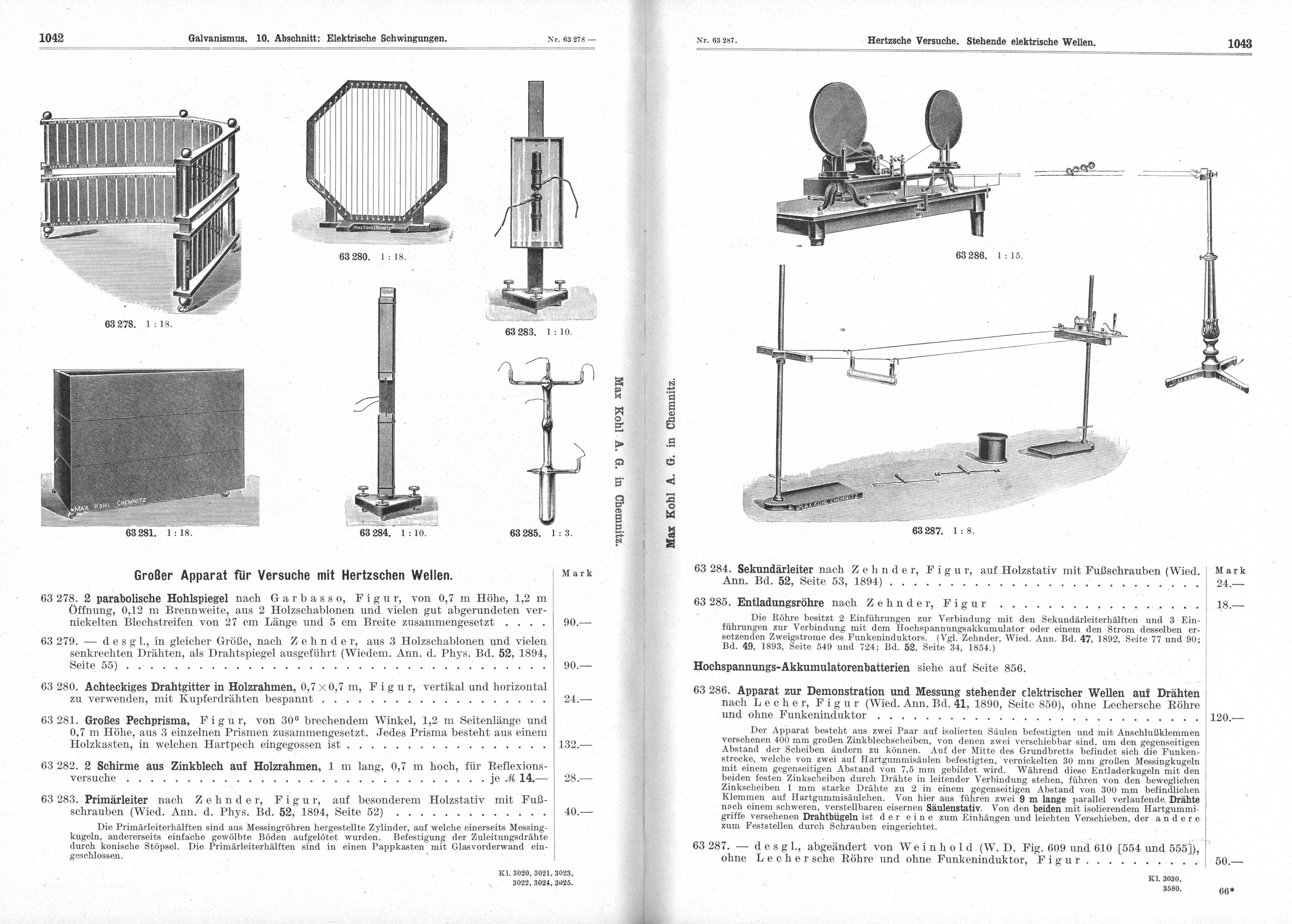 Offenes Buch mit Abbildungen verschiedener Maschinen und begleitendem Text.