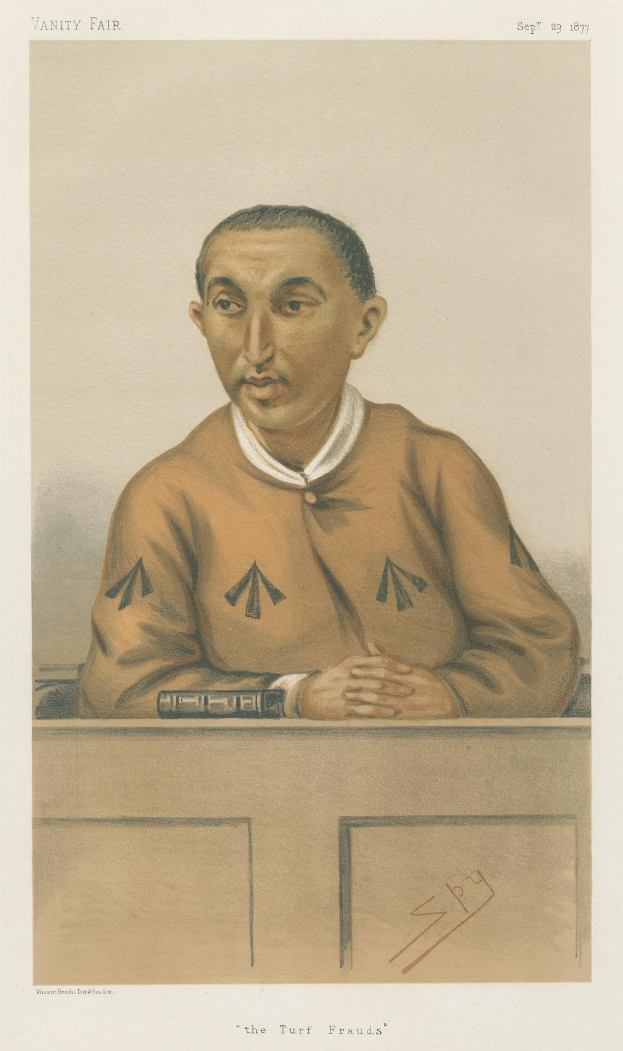 Ein Mann in einem weißen Hemd und dunklen Hosen sitzt an einem Tisch mit gefalteten Händen, zeigt einen ernsten Gesichtsausdruck, mit der Beschriftung "Die Rasenbetrügereien" unten.