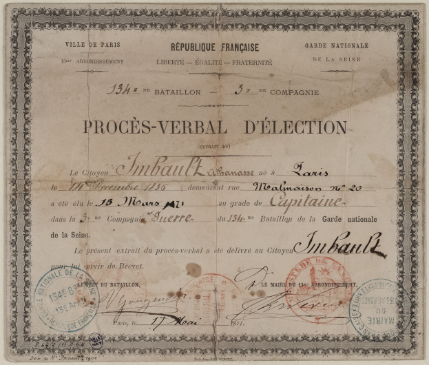 Altes Dokument mit zwei Stempeln, das wie eine Wahlurkunde aussieht.