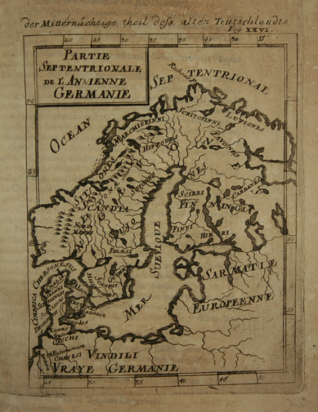 Ein altes Buch mit einer detaillierten Karte von Deutschland, die geografische Merkmale wie Flüsse, Berge und Städte zeigt, sowie begleitenden Text mit zusätzlichen Informationen.