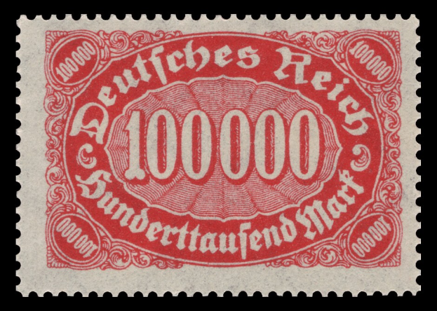 Roter Stempel mit "Deutsches Reich"-Text auf schwarzem Hintergrund.