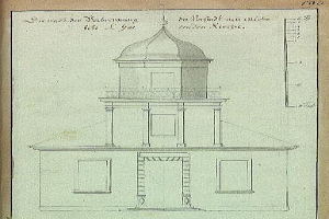 Ein Buch mit einer Zeichnung der Kirche des Heiligen Grabes in Berlin, Deutschland, mit begleitendem Text.