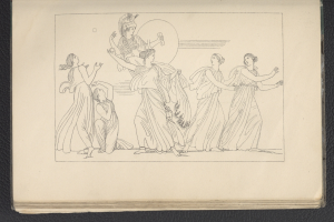 Ein Buchumschlag mit einer leuchtenden Illustration einer Gruppe tanzender Frauen in energischen, synchronisierten Posen mit detaillierten Kleidungsstücken und Gesichtern.